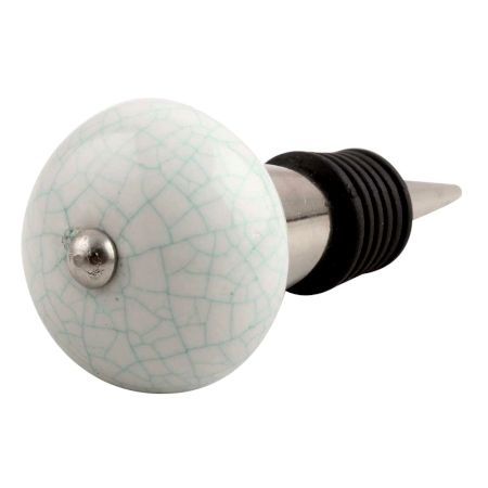White Green Crackle Ceramic Wine Stopper